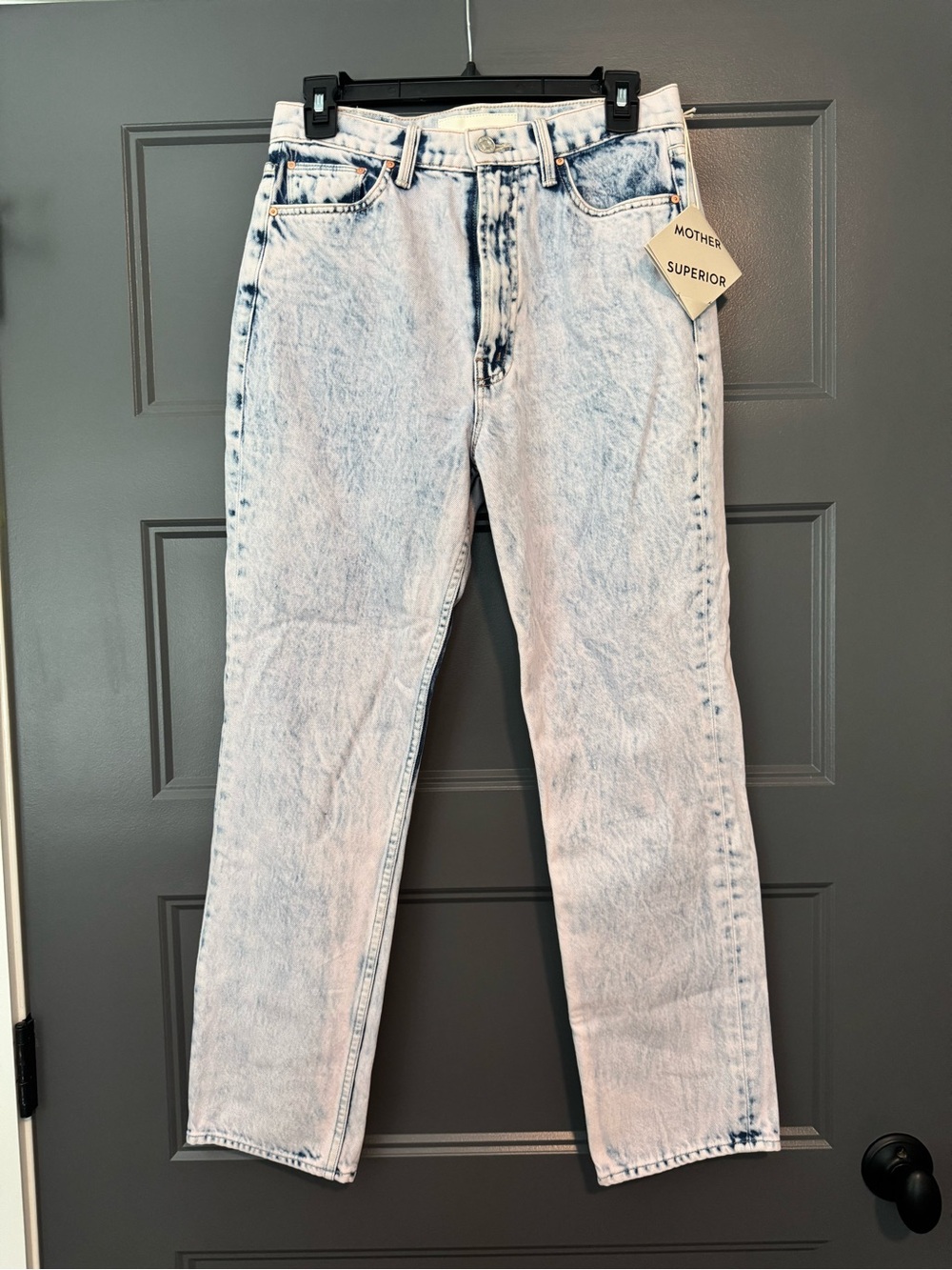 MOTHER Superior High-Rise Straight Leg Jeans - Light Wash/Acid Wash